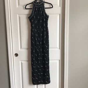 Papell Boutique Evening Silk Beaded Gown / 6P